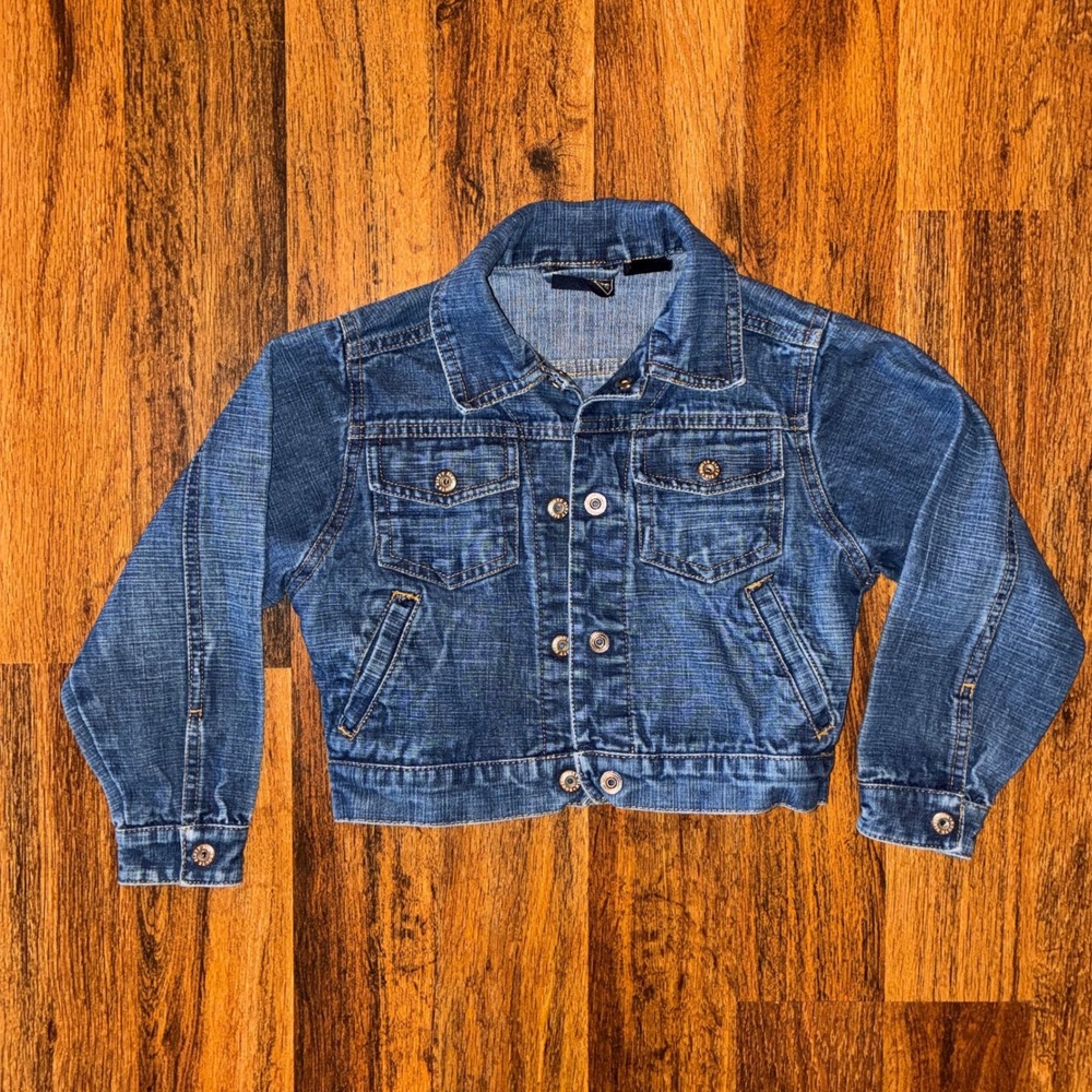 Route 66 Kids Denim Jacket Medium Wash Blue Cotton Trucker Size 4/5 Vintage